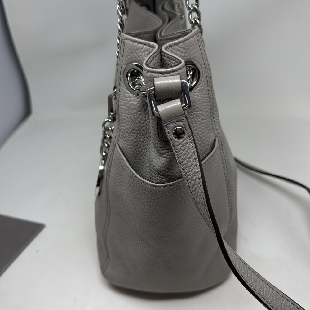 Michael Kors Jet Set Chain Gray Pebbled Leather Shoulder Bag - Picture 5 of 13